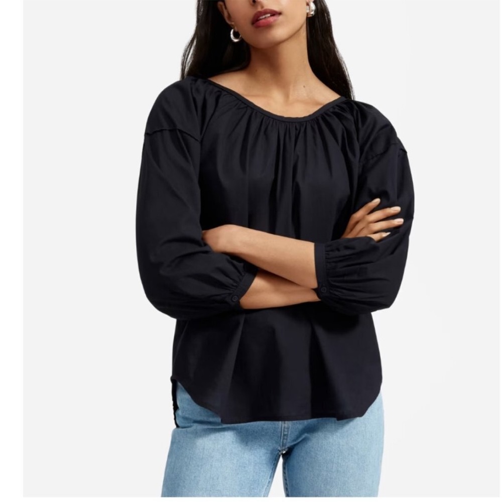 Everlane The Ruched Air Blouse Black Size 8 Q50